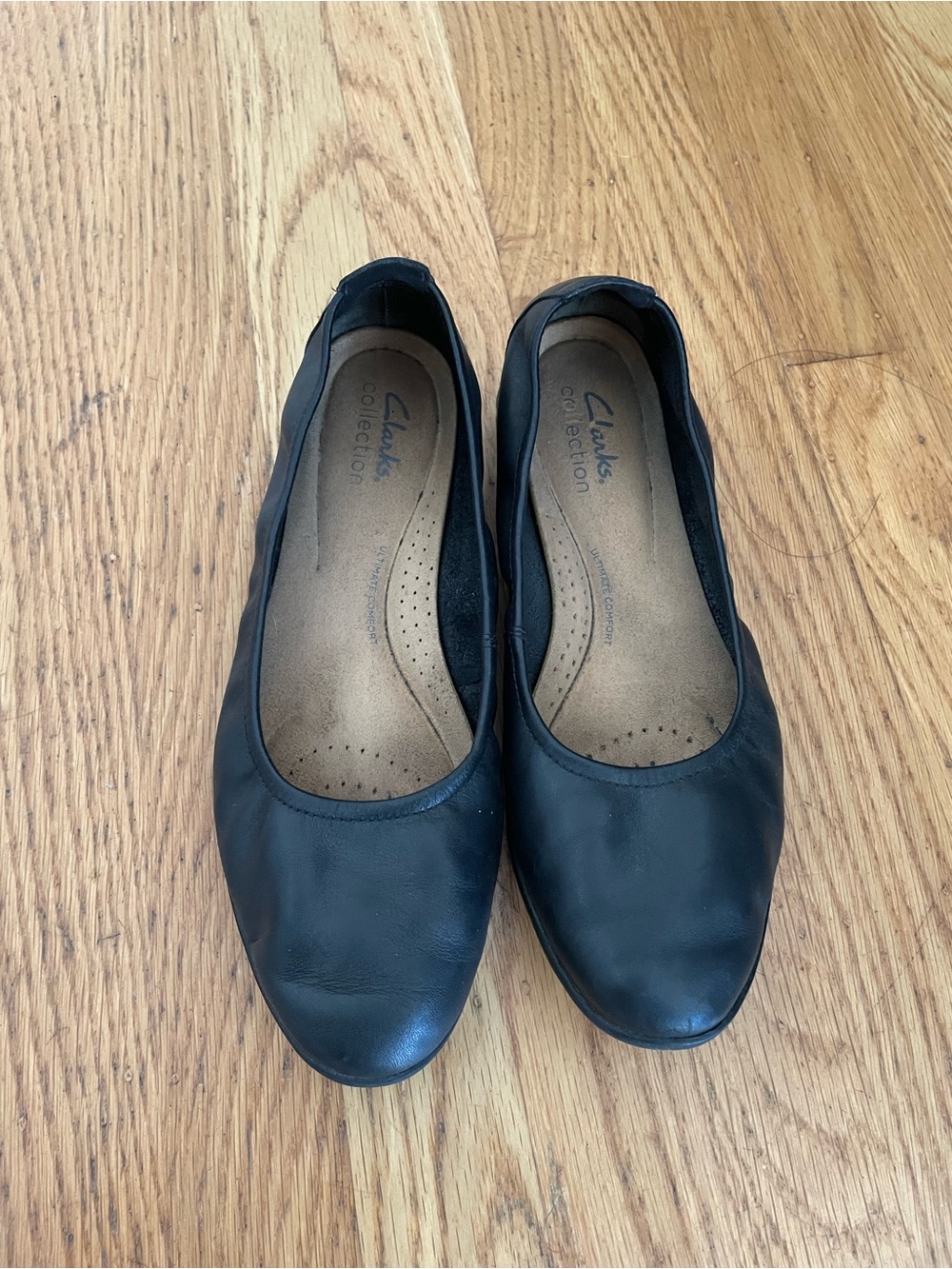 Clarks Black Leather Slip-On Ballet Flats